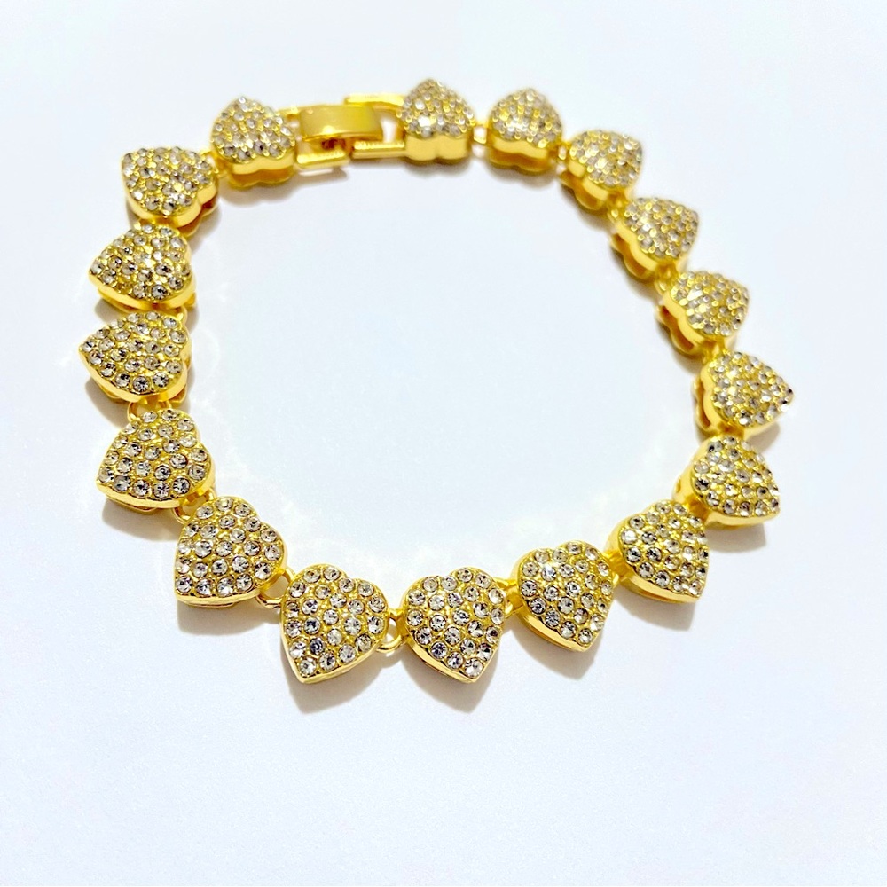 2 Piece Set Cuban Chain Heart Necklace and Bracelet - Picture 4 of 6